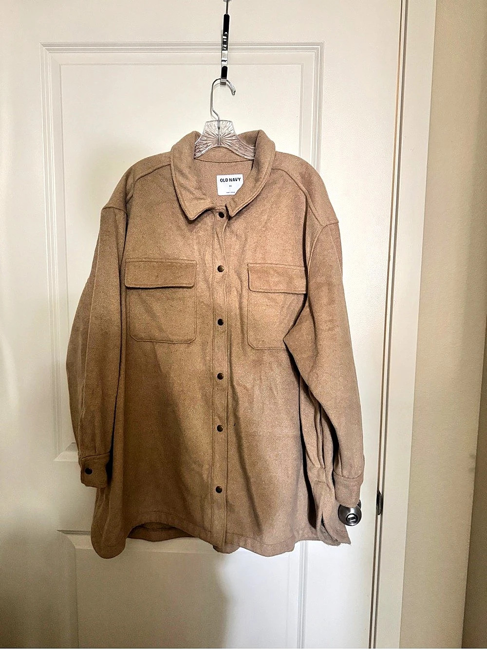Old Navy Soft-Brushed Utility Jacket Beige Size 3X Comfy Winter Coat Blouse